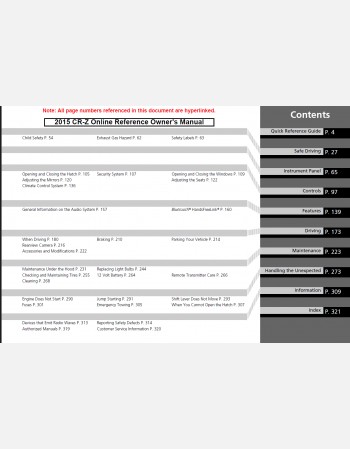 honda cr-z 2015 owners manual
